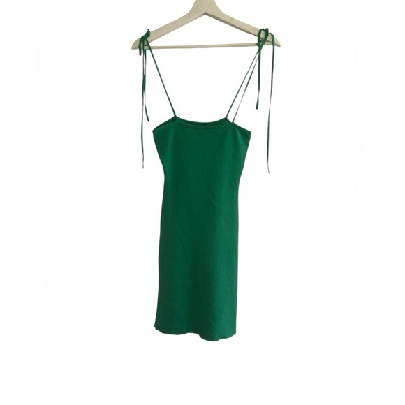Zara green tied knit mini dress Size Small NEW - Picture 1 of 12